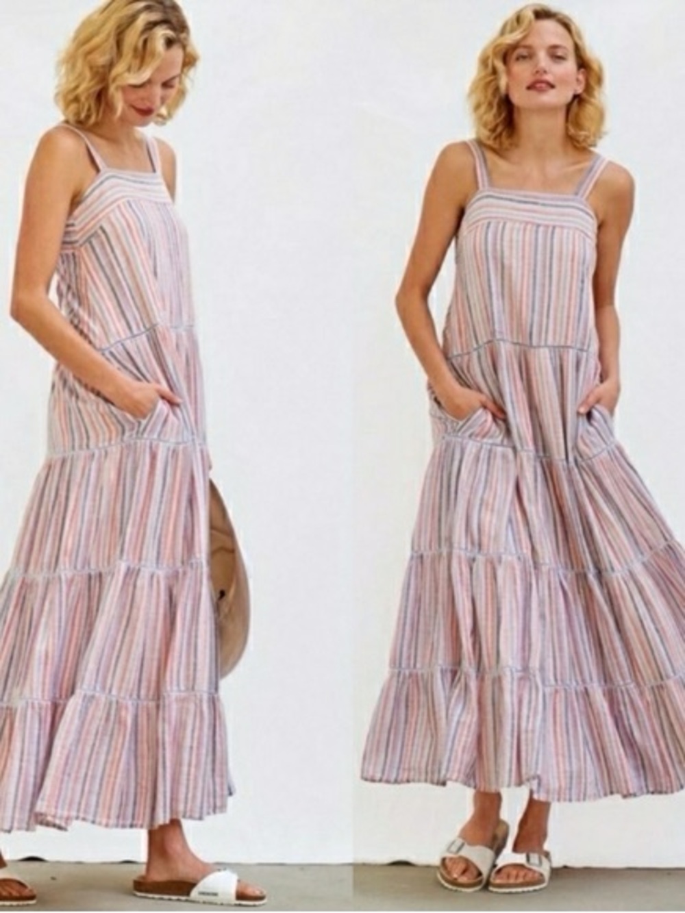 Sundry x Anthropologie Luna Striped Tiered Maxi Dress Beachy Vacation Resortwear